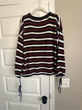 Lizard Thicket Black, White & Rust Striped Knit Top